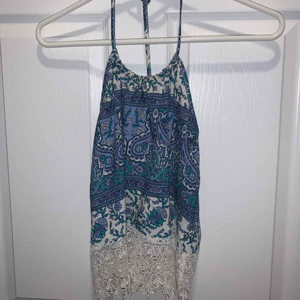 Like new satin and lace paisley crop